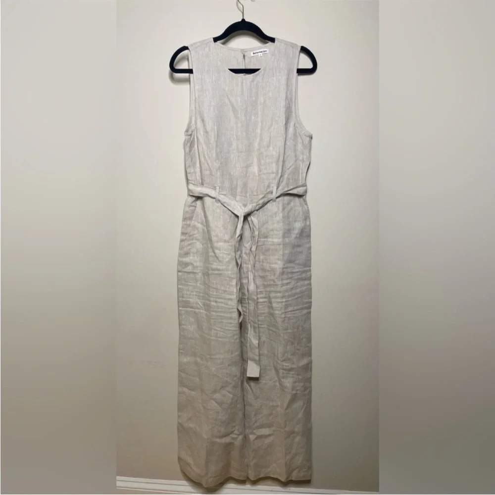 Reformation Naomi Linen Jumpsuit in Oatmeal